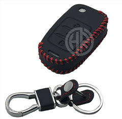 Stylish Black Leather Key Cover with Key Chain Ring For Changan Alsvin