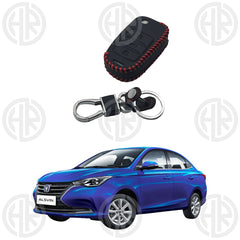 Changan Alsvin Black Leather Key Cover with Keychain Ring Premium Protection