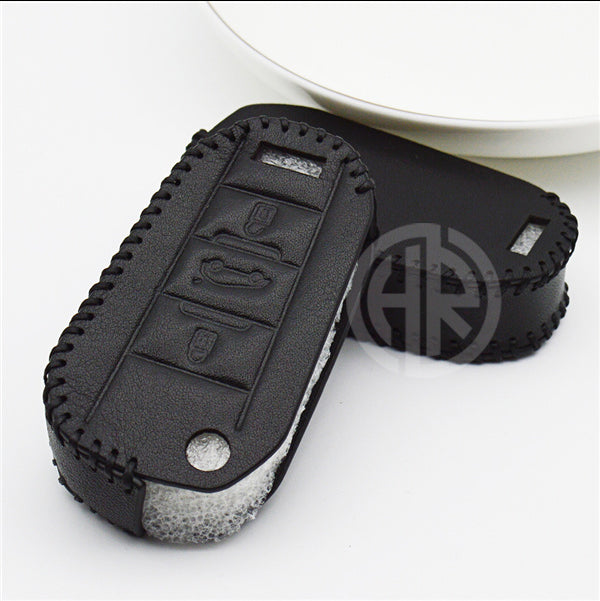 Leather Key Cover with Key Chain Ring Black for Proton X70
