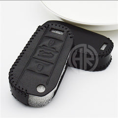 Leather Key Cover with Key Chain Ring Black for Proton X70