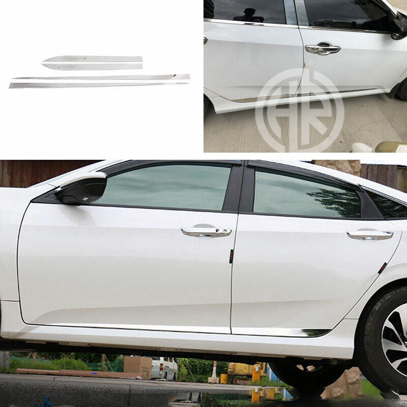 Lower Chrome Door Molding with Logo for Honda Civic X 2016-2021