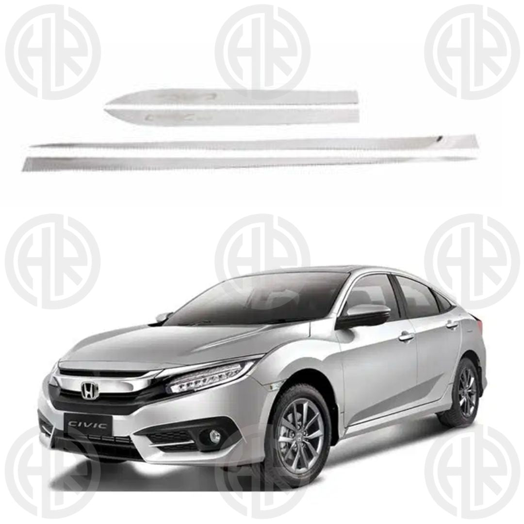 Honda Civic X Lower Chrome Door Molding with Logo (2016–2021)