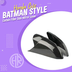 Honda Civic Carbon Fiber Side Mirror Cover – Batman Style, Model 2016-2021