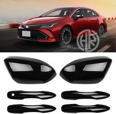 Glossy Black Side Mirror Covers for Toyota Corolla 2015-2024