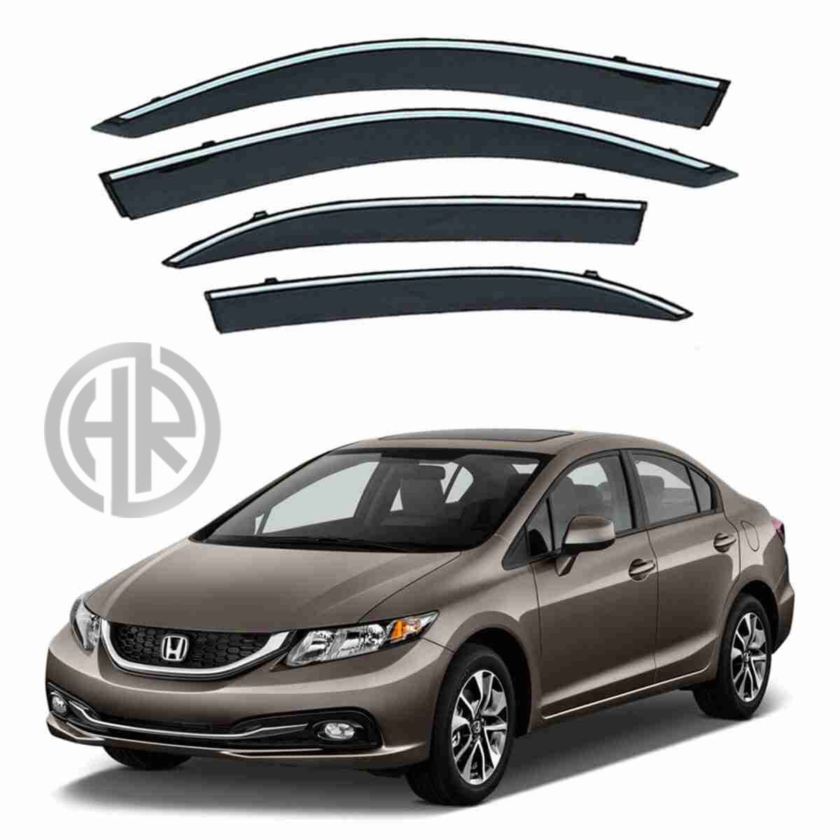 Chrome Air Press Sun Visors for Honda Civic 2012-2016