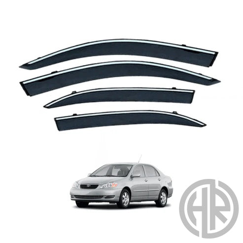 Toyota Corolla 2003–2008 Chrome Door Visors Stylish Rain & Sun Protection