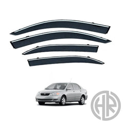 Toyota Corolla 2003–2008 Chrome Door Visors Stylish Rain & Sun Protection