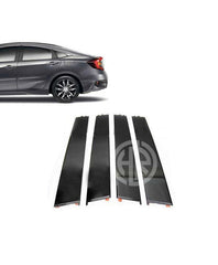 Glossy Black Door Pillar Stickers For Honda Civic X