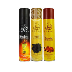 Coral Air Freshener Pack Of 3 - Bakhoor, Aseel, Sandal - 300ML - Car, Room & Office Use