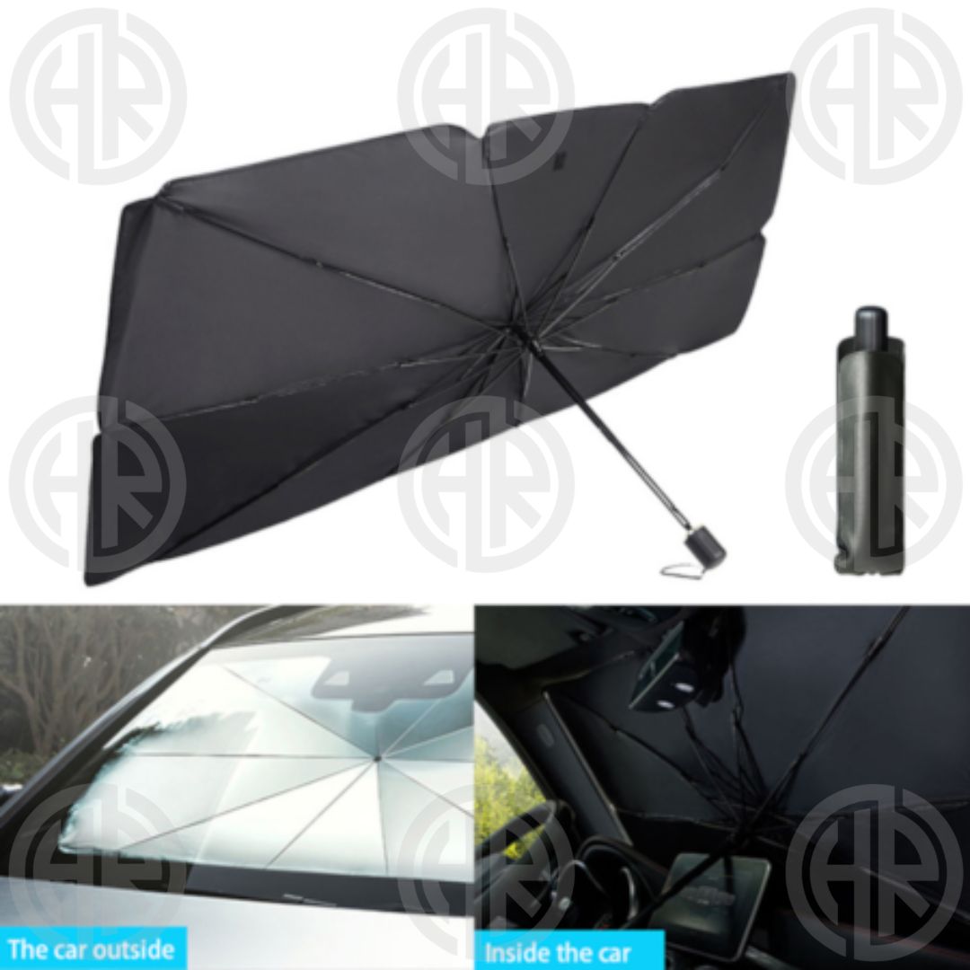 Car Windshield Sun Shade Umbrella Foldable & Universal Fit with UV Rays & Heat Blocker Easy To Use With Storage Bag