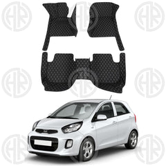 KIA Picanto Luxury Custom Fit 7D Floor Mats (2019-21) Black Multi Thread Design
