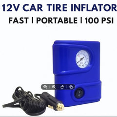 Universal Tire Inflator 12V Mini Portable Car Air Compressor Pump 100 PSI Fast & Easy for Bike & Cars