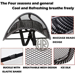 Universal Back Support Cushion for Car & Office Chair – Mesh Lumbar Massage Pad – Breathable Ergonomic Design for Back Pain Relief